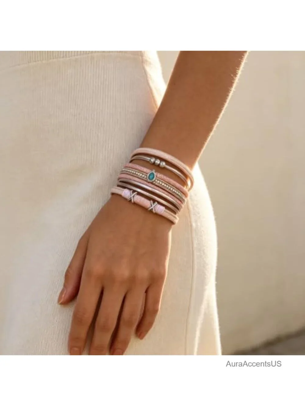 Layered Wrap Leather Cuff Bracelet Boho Rhinestone Clasp